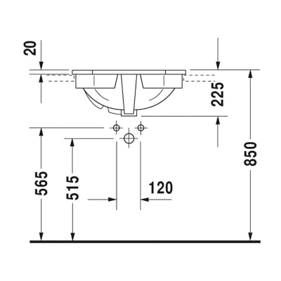 Duravit Lavabo Üstten Geçme 1930 Seri 58 cm Üç Delikli 0476580030 - 3
