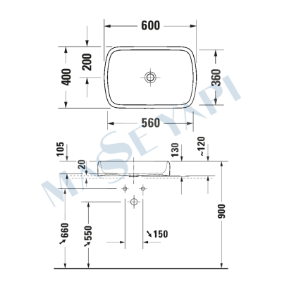 Duravit Qatego Çanak Lavabo, Stretch 60 cm - 3