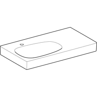 Geberit Citterio etajerli lavabo: B=90cm, T=50cm, Batarya deliği=Sol, Taşma deliği=Yok, Etajer alanı=Sağ, Beyaz / KeraTect - 2