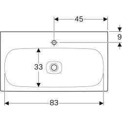 Geberit Citterio lavabo: B=90cm, T=50cm, Batarya deliği=Orta, Taşma deliği=Yok, Beyaz / KeraTect - 3