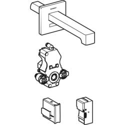 Geberit lavabo bataryası Brenta, ankastre, elektrikli, sıva altı fonksiyon kutusu ile: Parlak krom, L=22cm, Mikser=Miksersiz - 2