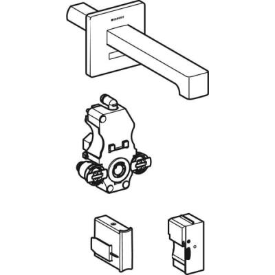 Geberit lavabo bataryası Brenta, ankastre, elektrikli, sıva altı fonksiyon kutusu ile: Parlak krom, L=22cm, Mikser=Miksersiz - 2