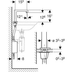 Geberit lavabo bataryası Brenta, tezgah üstü, jeneratörlü, sıva üstü fonksiyon kutusu ile: Parlak krom, Mikser=Miksersiz - 4