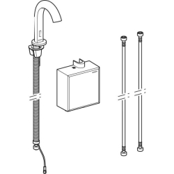 Geberit lavabo bataryası Piave, tezgah üstü, pilli, sıva üstü fonksiyon kutusu ile: Parlak krom, Mikser=Mikserli - 2
