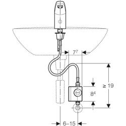 Geberit lavabo bataryası Tip 185, jeneratörlü: Parlak krom, Mikser=Miksersiz - 3