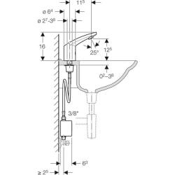 Geberit lavabo bataryası Tip 185, jeneratörlü: Parlak krom, Mikser=Miksersiz - 4
