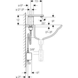 Geberit lavabo bataryası Tip 186, jeneratörlü: Parlak krom, Mikser=Miksersiz - 4