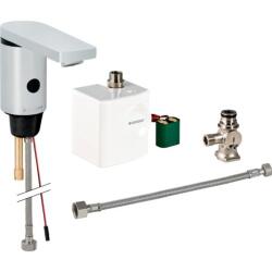 Geberit lavabo bataryası Tip 186, jeneratörlü: Parlak krom, Mikser=Tezgah altı mikserli - GEBERİT