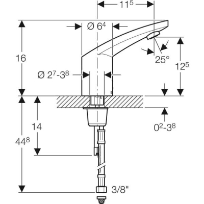 Geberit lavabo bataryası Type 185, elektrikli: Parlak krom, Mikser=Miksersiz - 3