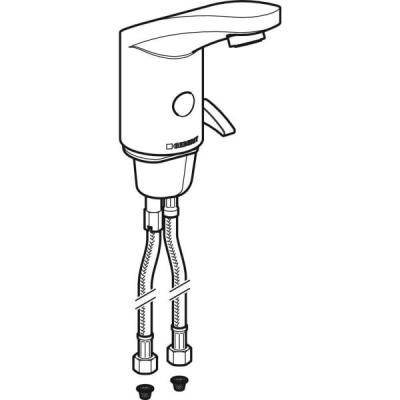 Geberit lavabo bataryası Type 185, pilli: Parlak krom, Mikser=Mikserli ve kollu - 2