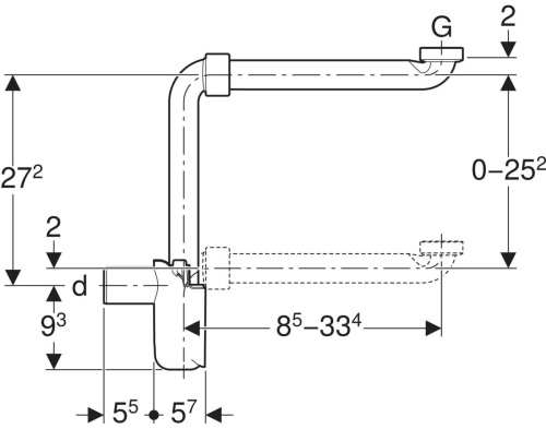 Geberit Lavabo için Geberit Sifon, Yer Tasarruflu Model, Yatay Çıkış - 151116111 - 3