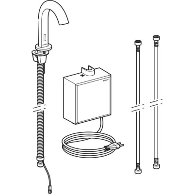 Geberit Piave lavabo bataryası, tezgah üstü, elektrikli, sıva üstü fonksiyon kutusu ile: Parlak krom, Mikser=Mikserli - 2