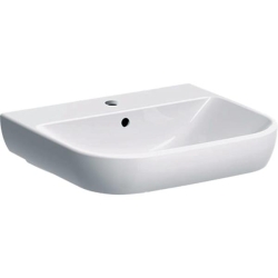 Geberit Smyle lavabo: B=55cm, T=48cm, Batarya deliği=Orta, Taşma deliği=Görünür, Beyaz - 1