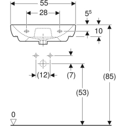 Geberit Smyle lavabo: B=55cm, T=48cm, Batarya deliği=Orta, Taşma deliği=Görünür, Beyaz - 4