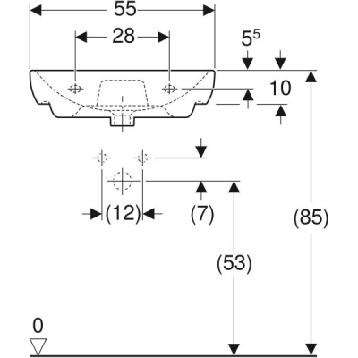 Geberit Smyle lavabo: B=55cm, T=48cm, Batarya deliği=Orta, Taşma deliği=Görünür, Beyaz - 4