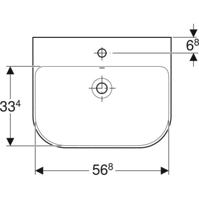 Geberit Smyle lavabo: B=60cm, T=48cm, Batarya deliği=Orta, Taşma deliği=Görünür, Beyaz - 3