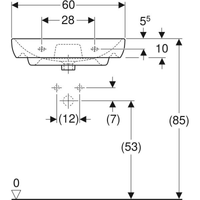 Geberit Smyle lavabo: B=60cm, T=48cm, Batarya deliği=Orta, Taşma deliği=Görünür, Beyaz - 4