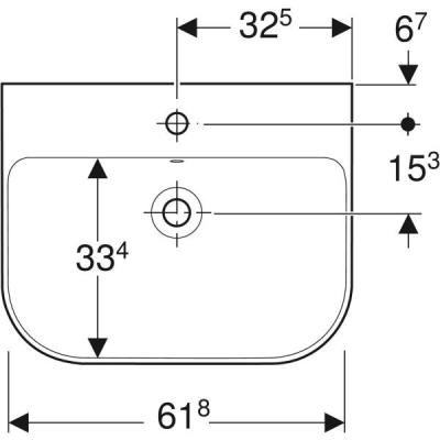 Geberit Smyle lavabo: B=65cm, T=48cm, Batarya deliği=Orta, Taşma deliği=Görünür, Beyaz - 3