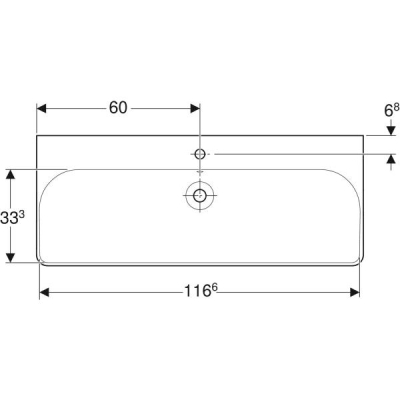 Geberit Smyle Square lavabo: B=120cm, T=48cm, Batarya deliği=Orta, Taşma deliği=Görünür, Beyaz - 3