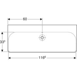 Geberit Smyle Square lavabo: B=120cm, T=48cm, Batarya deliği=Yok, Taşma deliği=Görünür, Beyaz - 3