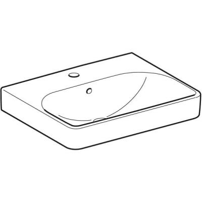 Geberit Smyle Square lavabo: B=55cm, T=44cm, Batarya deliği=Orta, Taşma deliği=Görünür, Beyaz - 2