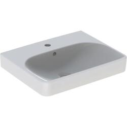 Geberit Smyle Square lavabo: B=55cm, T=44cm, Batarya deliği=Orta, Taşma deliği=Görünür, Beyaz - GEBERİT