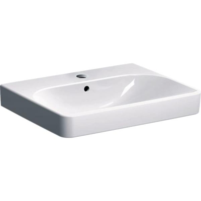 Geberit Smyle Square lavabo: B=60cm, T=48cm, Batarya deliği=Orta, Taşma deliği=Görünür, Beyaz - 1