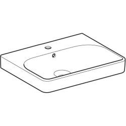 Geberit Smyle Square lavabo: B=60cm, T=48cm, Batarya deliği=Orta, Taşma deliği=Görünür, Beyaz - 2