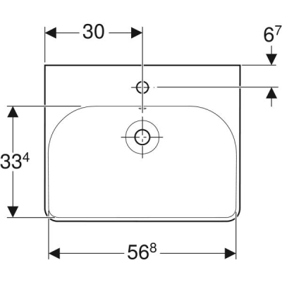 Geberit Smyle Square lavabo: B=60cm, T=48cm, Batarya deliği=Orta, Taşma deliği=Görünür, Beyaz - 3