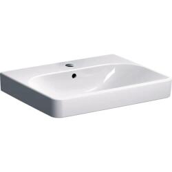 Geberit Smyle Square lavabo: B=60cm, T=48cm, Batarya deliği=Orta, Taşma deliği=Görünür, Beyaz - GEBERİT
