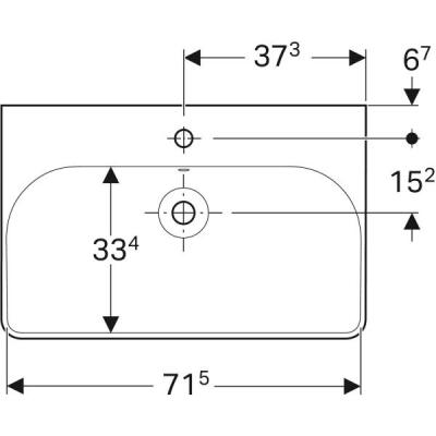 Geberit Smyle Square lavabo: B=75cm, T=48cm, Batarya deliği=Orta, Taşma deliği=Görünür, Beyaz - 3