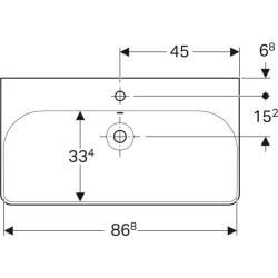 Geberit Smyle Square lavabo: B=90cm, T=48cm, Batarya deliği=Orta, Taşma deliği=Görünür, Beyaz - 3