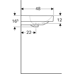 Geberit Smyle Square lavabo: B=90cm, T=48cm, Batarya deliği=Yok, Taşma deliği=Görünür, Beyaz - 4