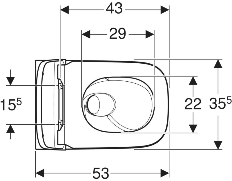 Geberit Smyle Taharet Fonksiyonlu Asma Klozet Seti, Alçak Tip, Köşeli Tasarım, Turboflush, Klozet Kapaklı - 503165001 - 3