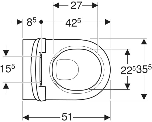 Geberit Smyle Taharet Fonksiyonlu Yuvarlak Asma Klozet Seti, Alçak Tip, Kapalı Form, Rimfree, Klozet Kapaklı - 503084001 - 3