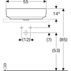 Geberit VariForm dikdörtgen çanak lavabo: B=55cm, T=40cm, Batarya deliği=Yok, Taşma deliği=Yok, Beyaz - 4