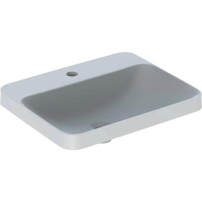 Geberit VariForm dikdörtgen çanak lavabo, batarya banklı: B=55cm, T=45cm, Batarya deliği=Orta, Taşma deliği=Yok, Beyaz - 1