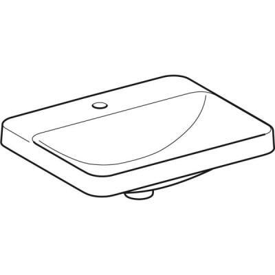 Geberit VariForm dikdörtgen çanak lavabo, batarya banklı: B=55cm, T=45cm, Batarya deliği=Orta, Taşma deliği=Yok, Beyaz - 2