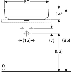 Geberit VariForm dikdörtgen lavabo, batarya banklı: B=60cm, T=45cm, Batarya deliği=Orta, Taşma deliği=Görünür, Beyaz - 4