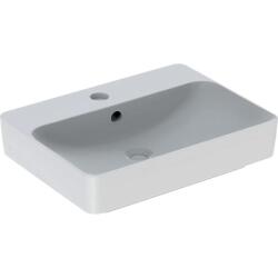 Geberit VariForm dikdörtgen lavabo, batarya banklı: B=60cm, T=45cm, Batarya deliği=Orta, Taşma deliği=Görünür, Beyaz - GEBERİT