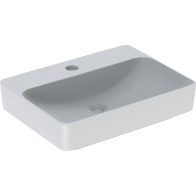 Geberit VariForm dikdörtgen lavabo, batarya banklı: B=60cm, T=45cm, Batarya deliği=Orta, Taşma deliği=Yok, Beyaz - 1