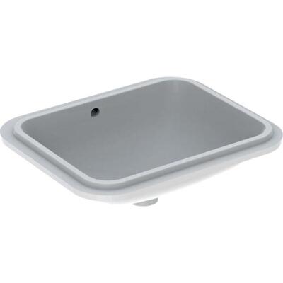 Geberit VariForm dikdörtgen tezgah altı lavabo: B1=45cm, T=44cm, Batarya deliği=Yok, Taşma deliği=Görünür, Beyaz - 1