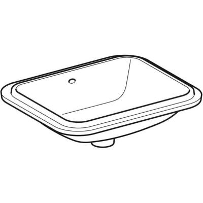 Geberit VariForm dikdörtgen tezgah altı lavabo: B1=45cm, T=44cm, Batarya deliği=Yok, Taşma deliği=Görünür, Beyaz - 2