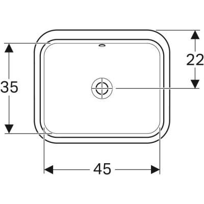 Geberit VariForm dikdörtgen tezgah altı lavabo: B1=45cm, T=44cm, Batarya deliği=Yok, Taşma deliği=Görünür, Beyaz - 3