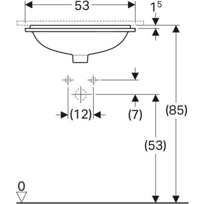 Geberit VariForm dikdörtgen tezgah altı lavabo: B1=45cm, T=44cm, Batarya deliği=Yok, Taşma deliği=Görünür, Beyaz - 4