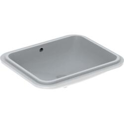 Geberit VariForm dikdörtgen tezgah altı lavabo: B1=50cm, T=49cm, Batarya deliği=Yok, Taşma deliği=Görünür, Beyaz - 1