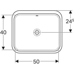 Geberit VariForm dikdörtgen tezgah altı lavabo: B1=50cm, T=49cm, Batarya deliği=Yok, Taşma deliği=Görünür, Beyaz - 3