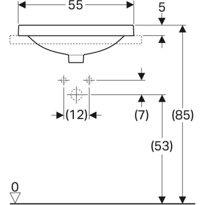 Geberit VariForm dikdörtgen tezgah üstü lavabo: B=55cm, T=40cm, Batarya deliği=Yok, Taşma deliği=Görünür, Beyaz - 4