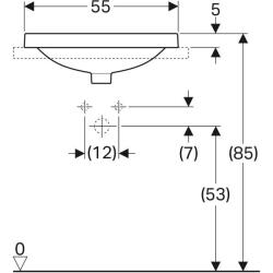 Geberit VariForm dikdörtgen tezgah üstü lavabo: B=55cm, T=40cm, Batarya deliği=Yok, Taşma deliği=Yok, Beyaz - 4