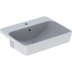 Geberit VariForm dikdörtgen yarım tezgah lavabo: Taşma deliği=Görünür, Beyaz - 1